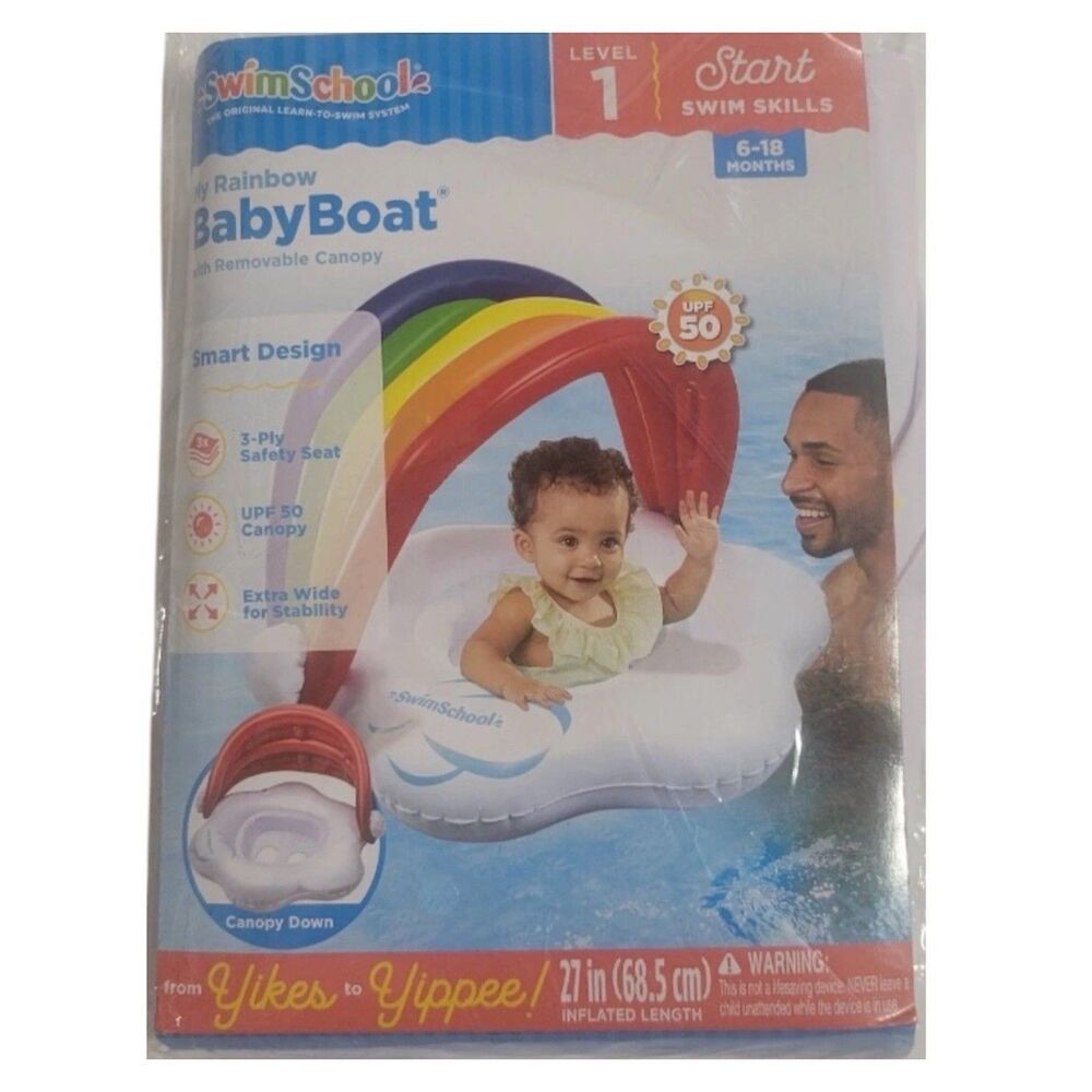 SwimSchool Rainbow Baby Boat Level 1 Start Swim Skills Inflatable Float 6-18 Mo